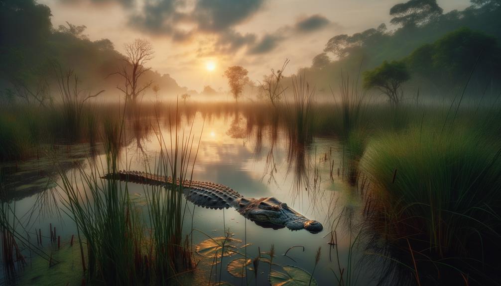 predatory crocodiles inhabit wetland marshes