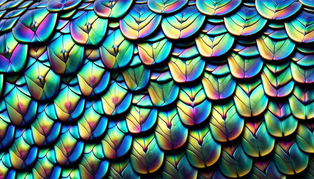 shimmering colorful reptilian scales