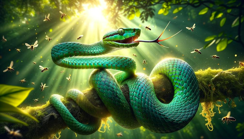 slender green snakes hunt