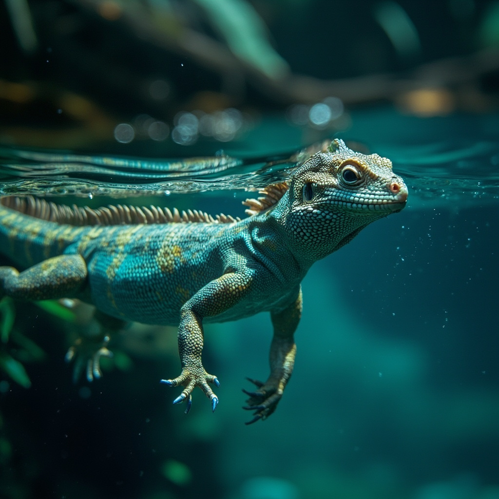 Chinese Water Dragon Underwater Breather 2 Chinese Water Dragon absorbing oxygen through its skin