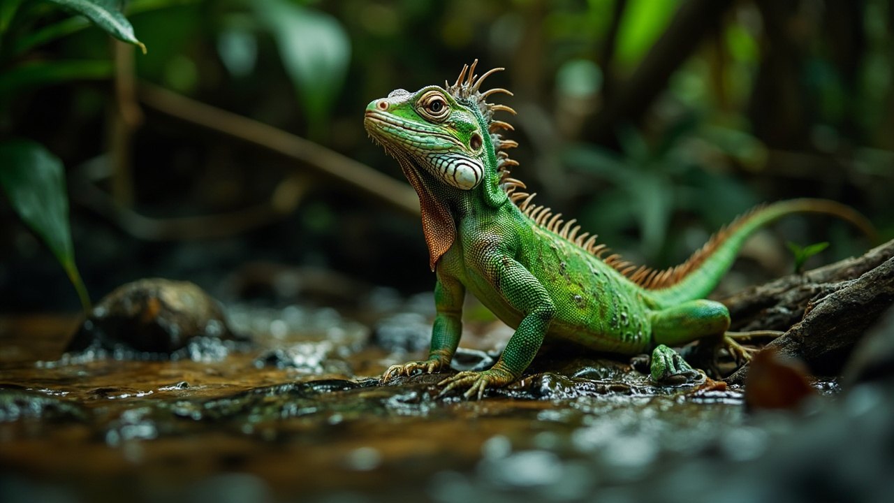Chinese Water Dragon Underwater Breather 3 Chinese Water Dragon relaxing in its aquatic habitat