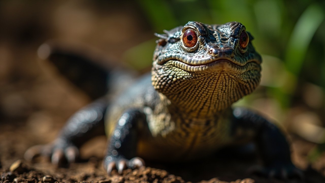 Red Eyed Crocodile Skink Dragon Look image