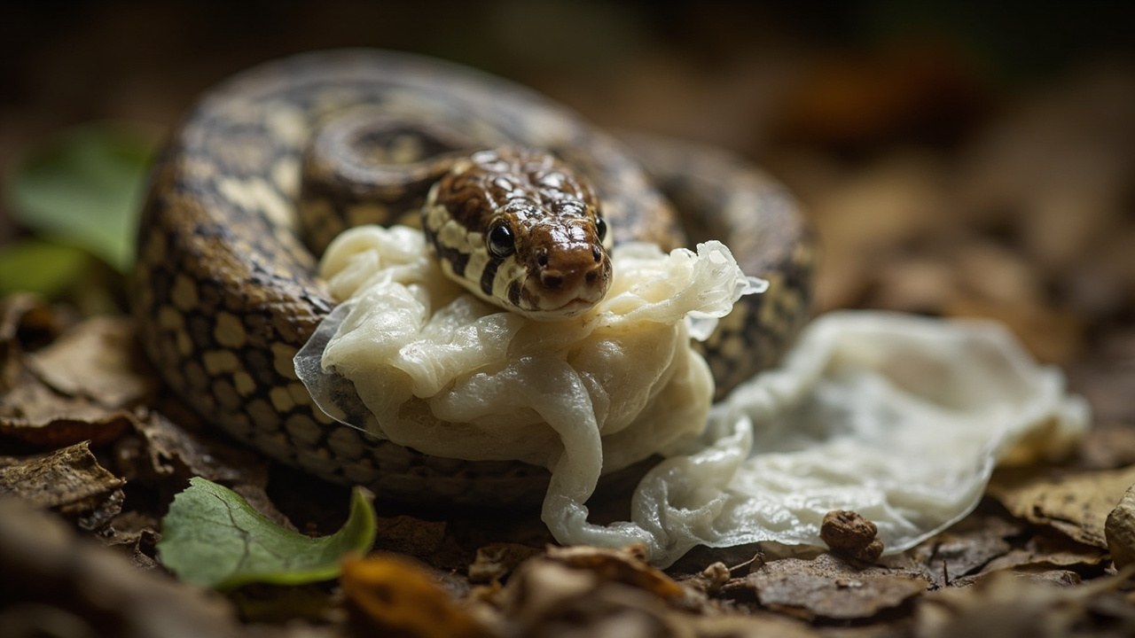 Reptile showing the skin-shedding process