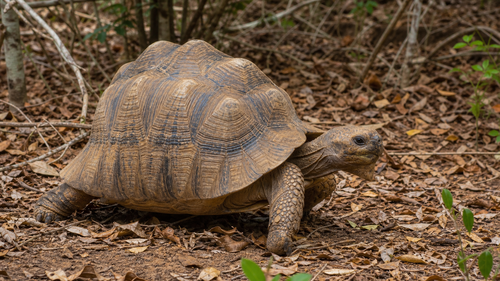 Protecting Madagascar's Ploughshare Tortoise 1 Ploughshare tortoise in Madagascar dry forest