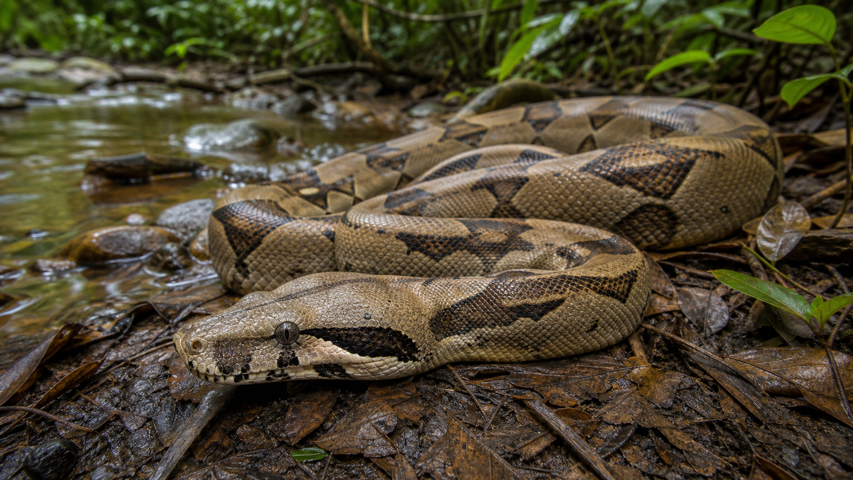 Boa constrictor head showing labial pits