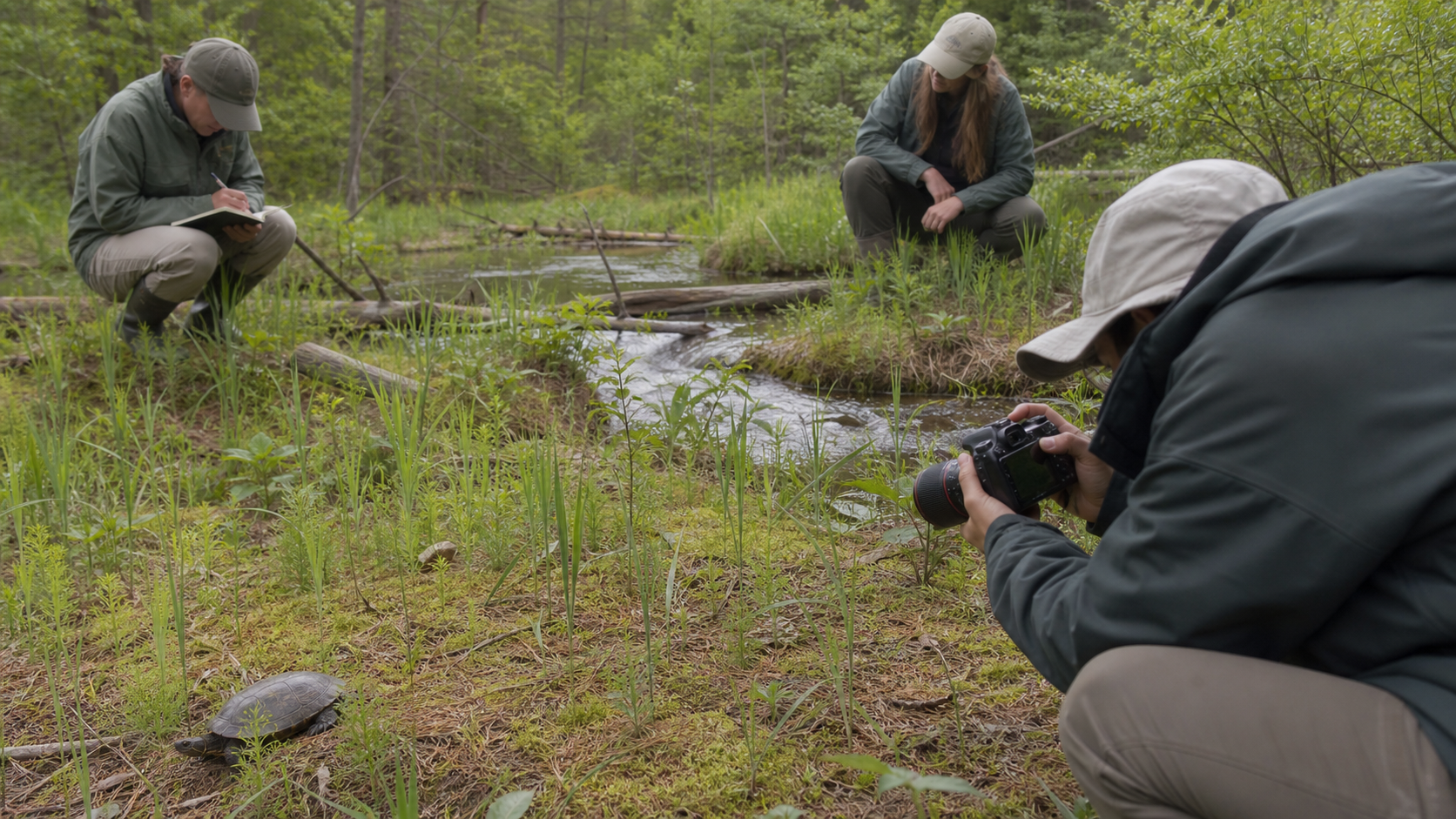 Community-Led Conservation: Principles and Practice 4 Conservation team recording a native reptile observation outdoors