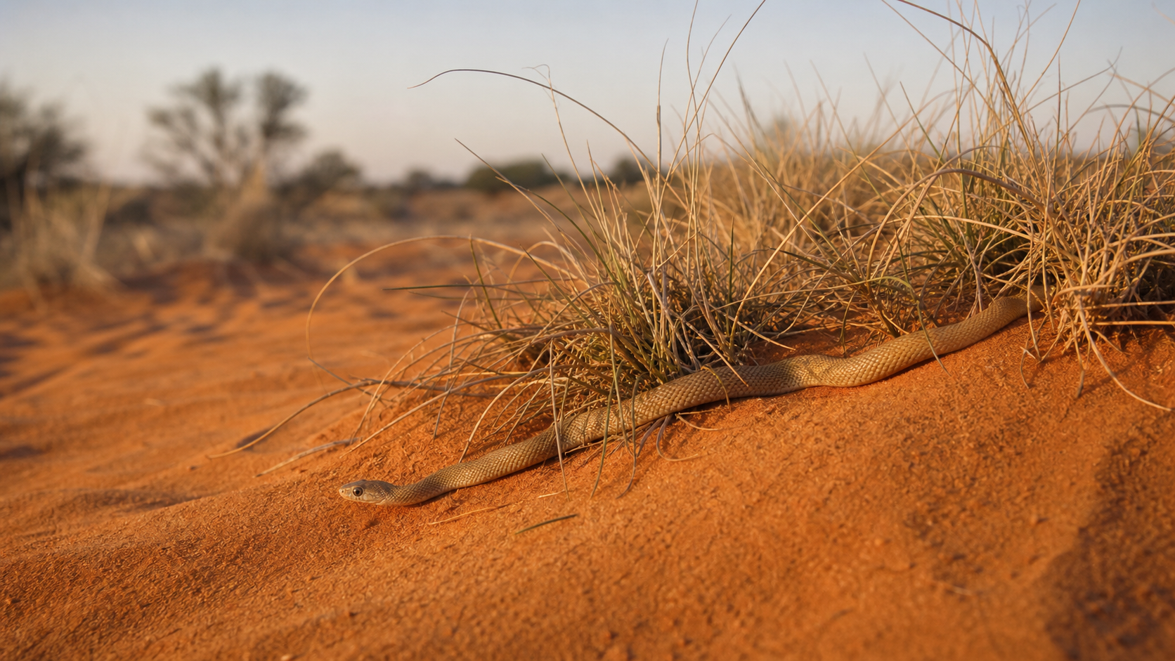 Reptiles of the Kalahari: Sand, Savanna and Scrub 1 Sandy-coloured snake resting beneath thorn scrub in the Kalahari