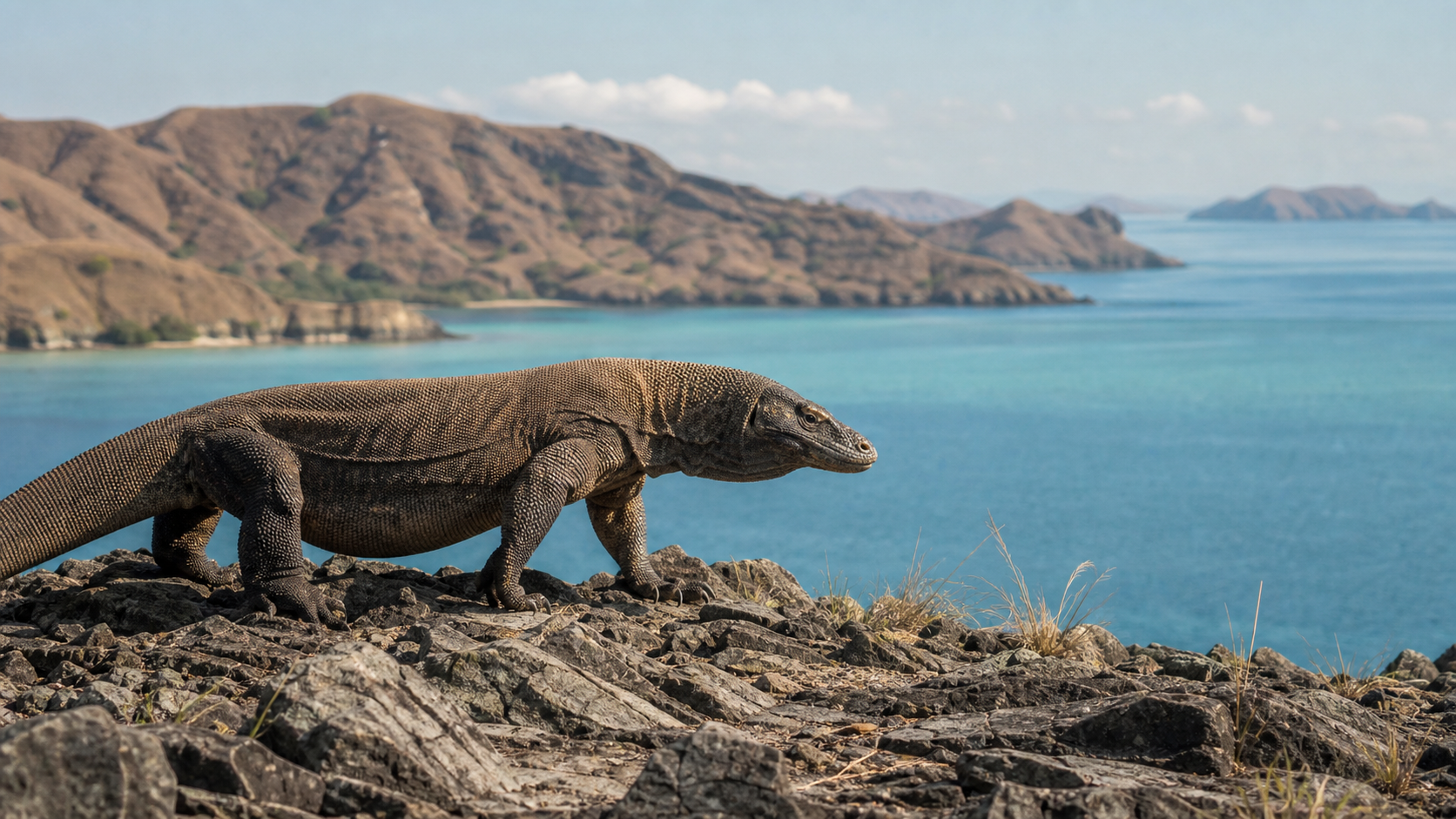 Komodo Dragons: The Largest Lizards 2 Komodo dragon walking through island grassland