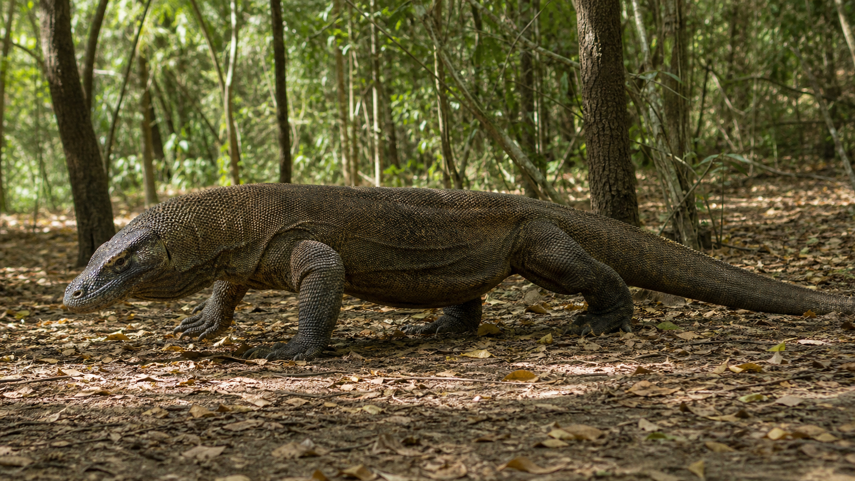 Komodo Dragons: The Largest Lizards 6 Komodo dragon on a tropical island shore