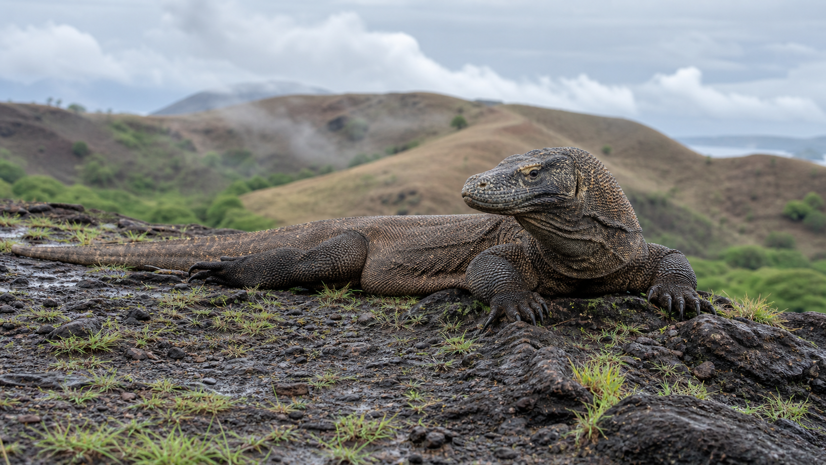 Komodo Dragons: The Largest Lizards 8 Komodo dragon near dry island vegetation