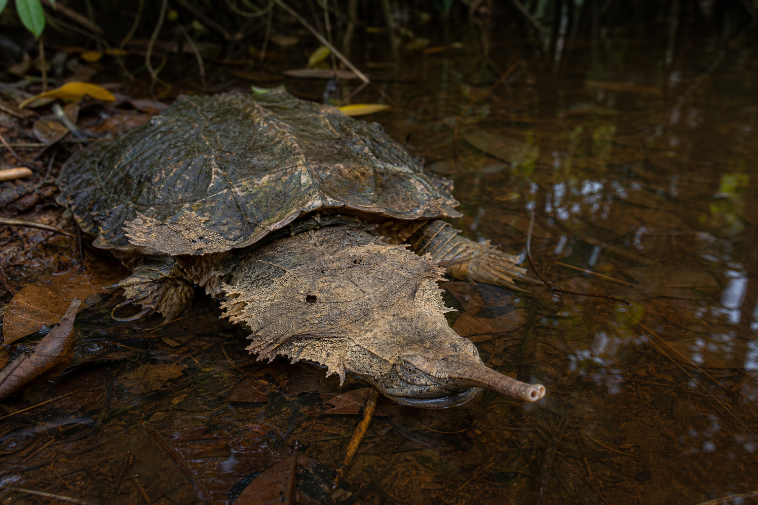 Amazon Matamata Turtles 6 Amazon matamata turtle in quiet freshwater