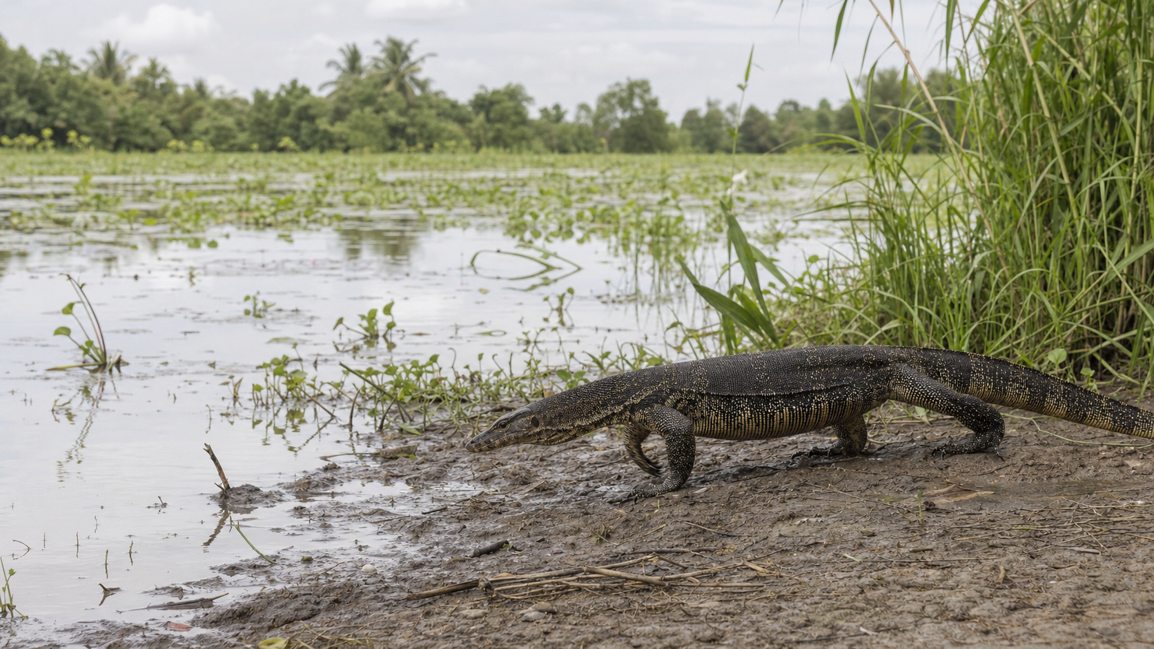 Freshwater reptile in a Mekong Delta wetland