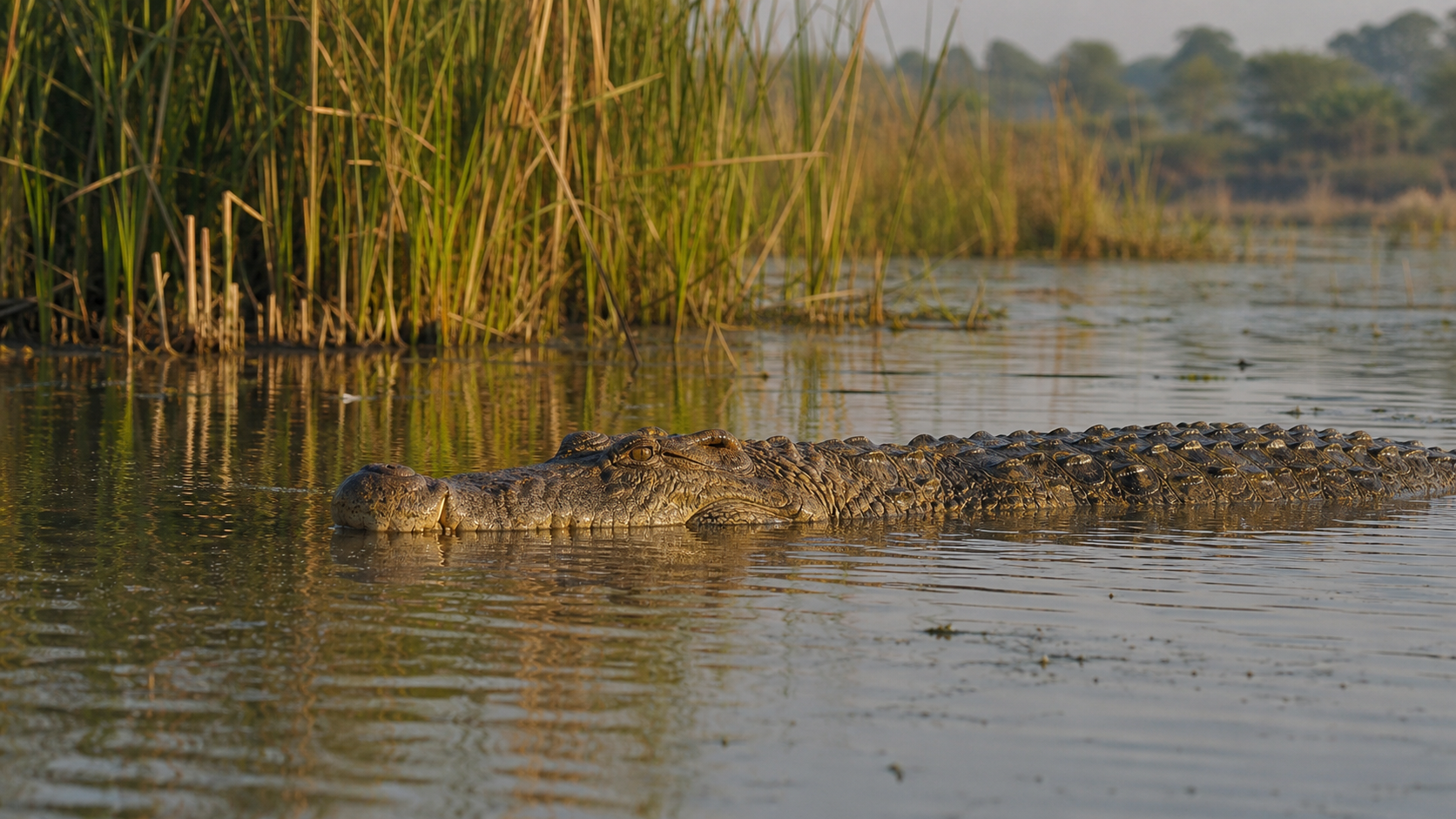 Mugger Crocodiles: Freshwater Marsh Inhabitants 5 Mugger crocodile in South Asian marsh water