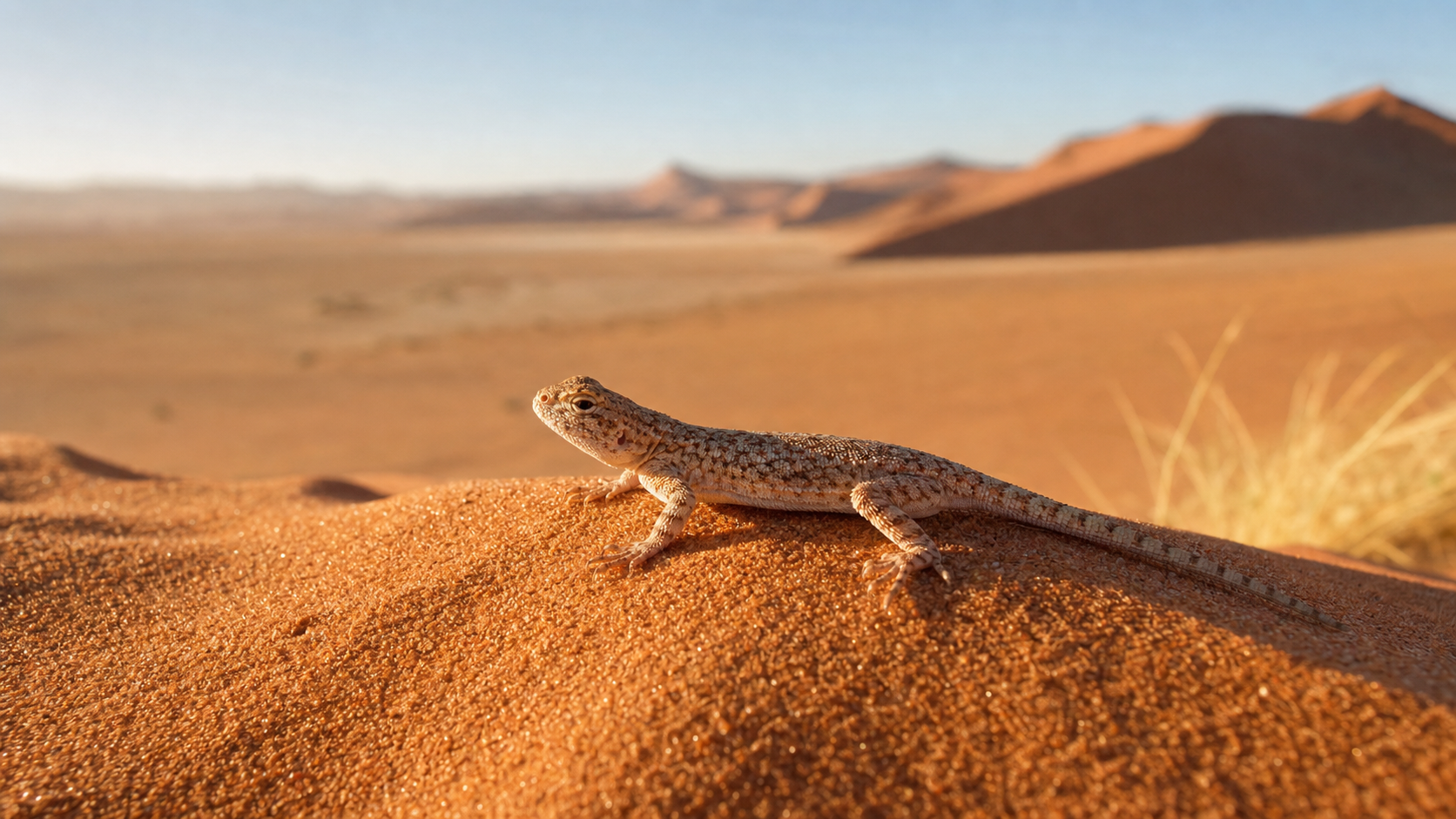 Reptiles of the Namib Desert 4 Namib desert lizard on a red sand dune