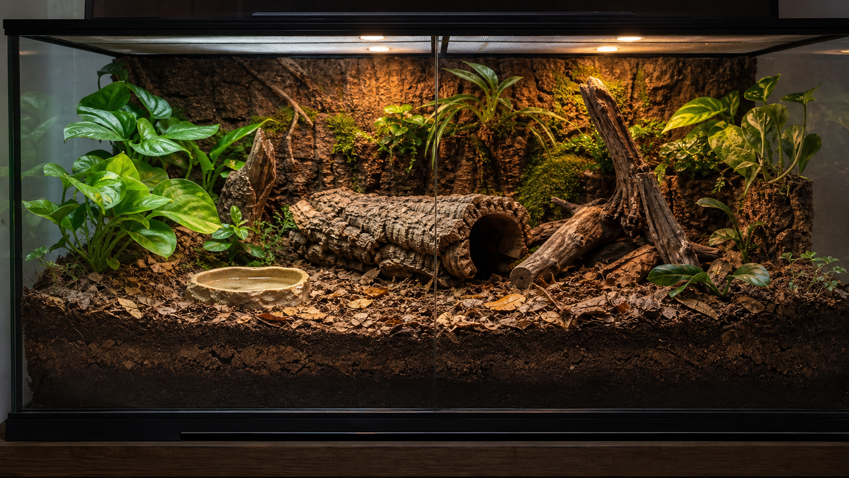 Choosing Safe Substrate for Reptile Enclosures 4 Reptile enclosure with species-appropriate substrate