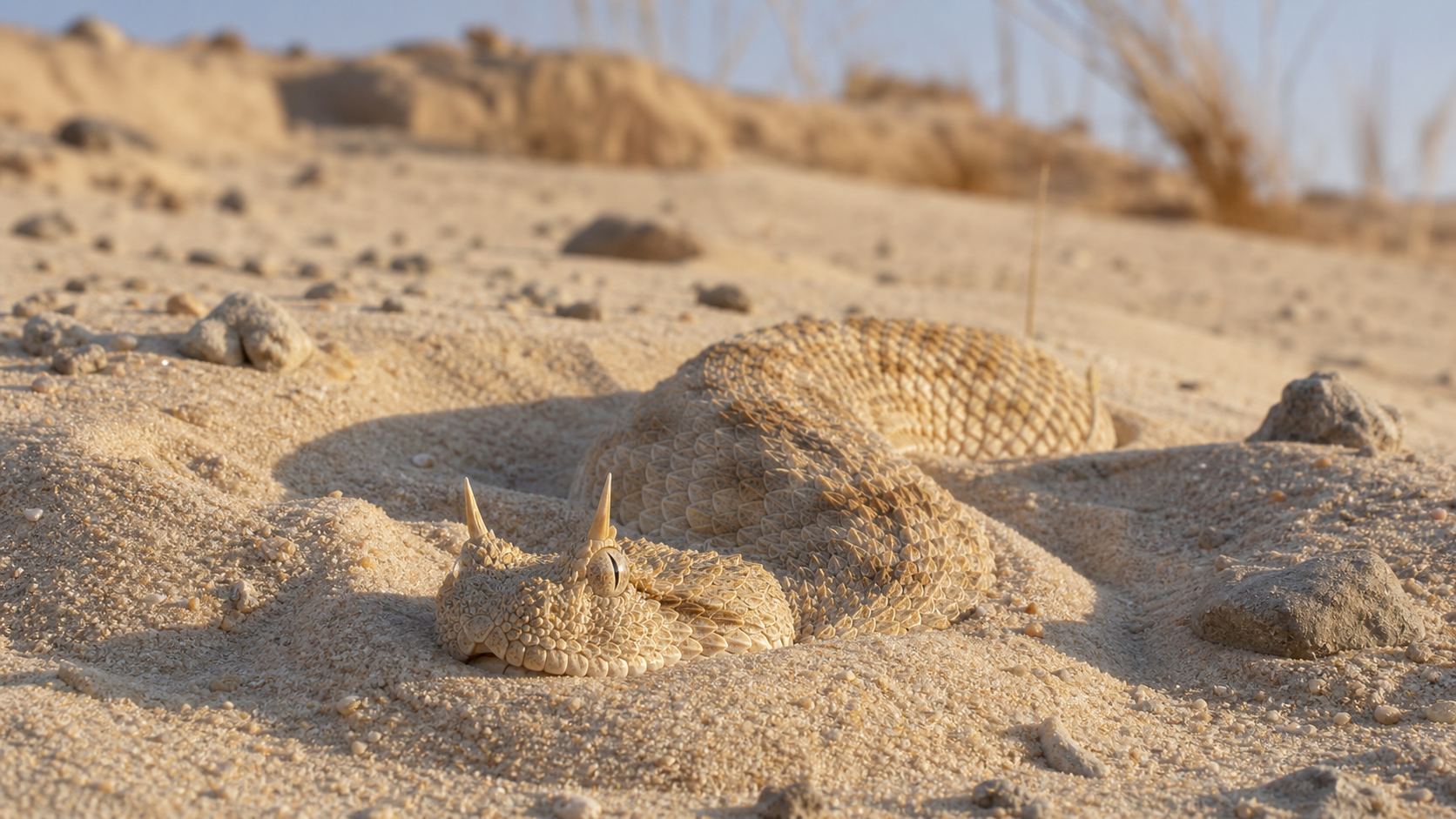 Saharan Horned Vipers of North Africa 4 Saharan horned viper on desert sand