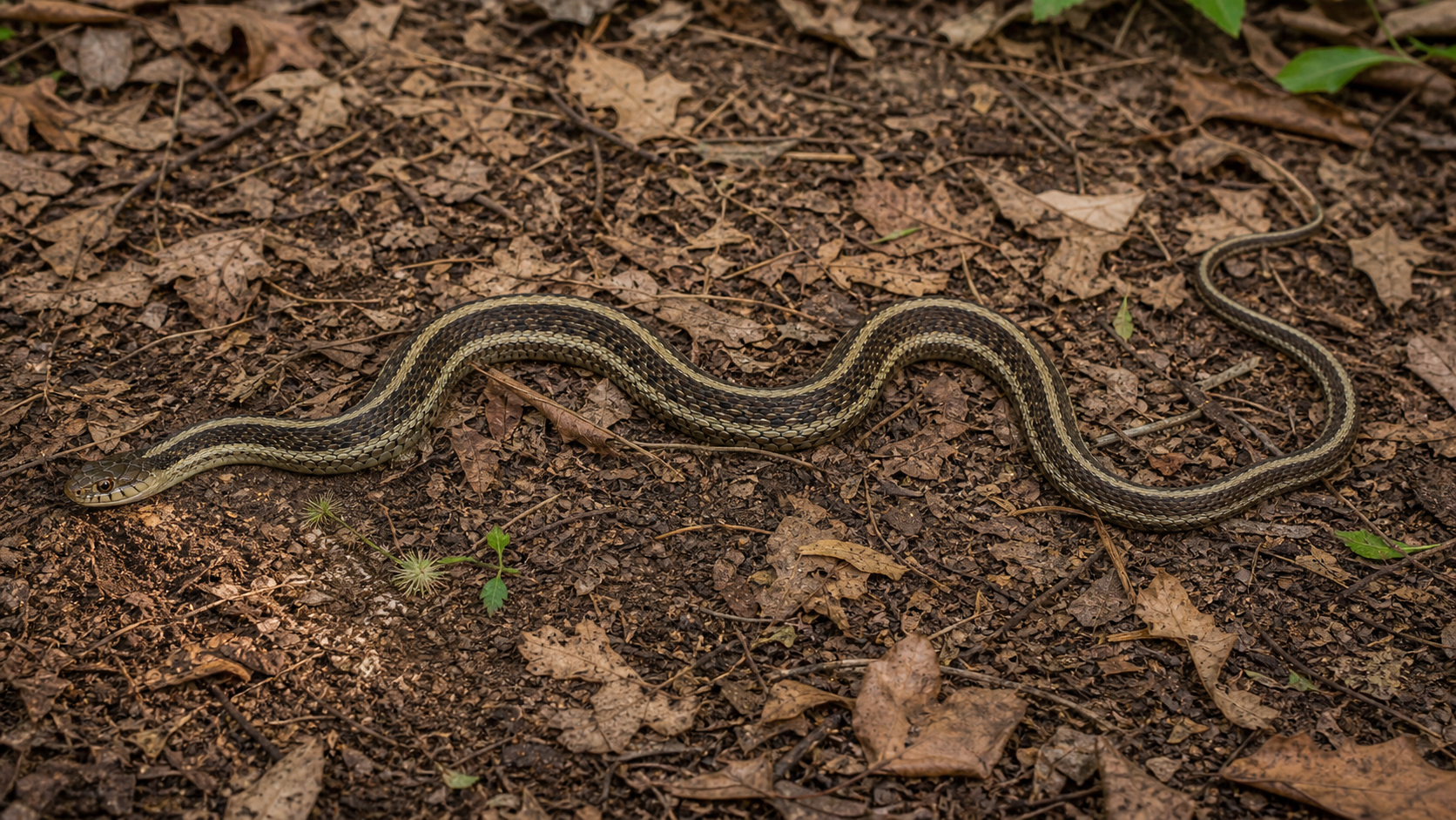 Can Snakes Hear? Sound and Vibration Detection 1 Snake resting on leaf litter while sensing ground vibration