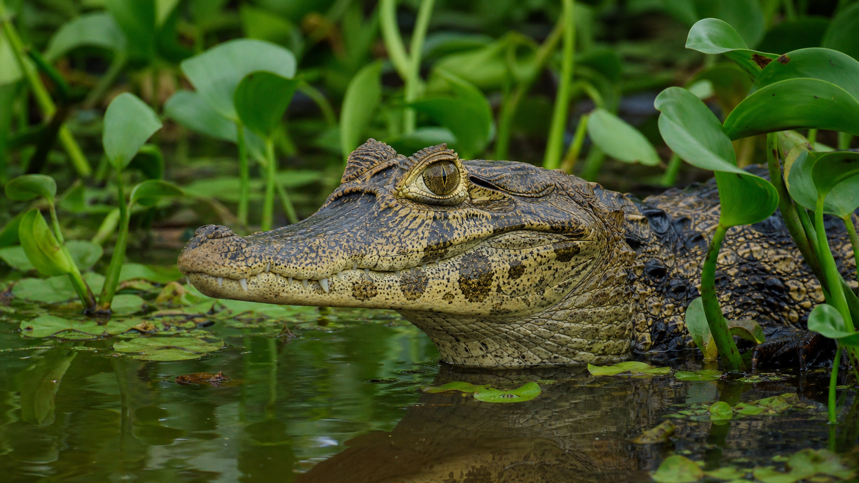 Spectacled caiman in a South American floodplain.